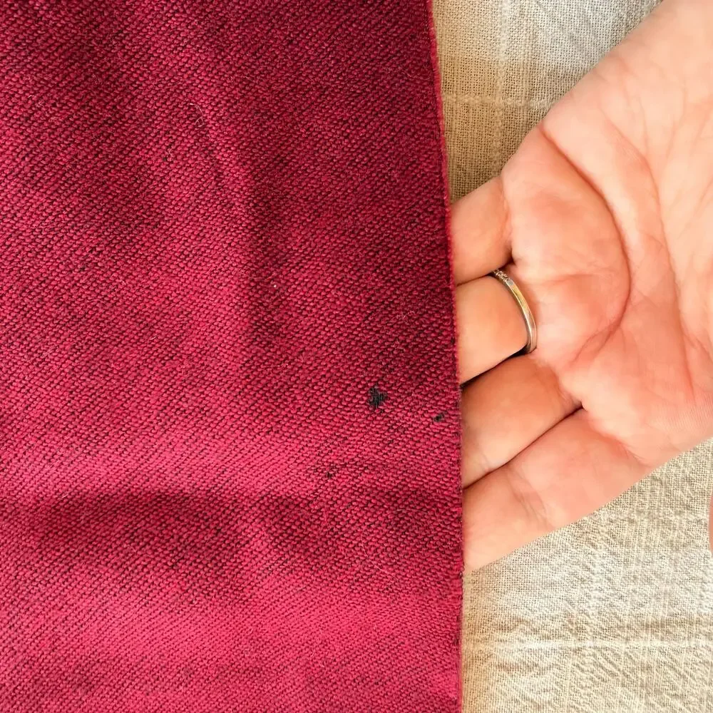 VTG Yves Saint Laurent 100% Wool Red Muffler Scarf 1970-1980s Designer Scarf